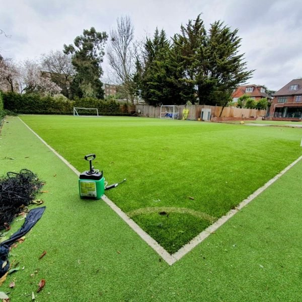 Artificial grass football pitch creation